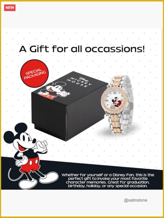 Mickey Mouse Watch for Women – Stainless Steel Strap, Japanese Quartz, Water main image 2